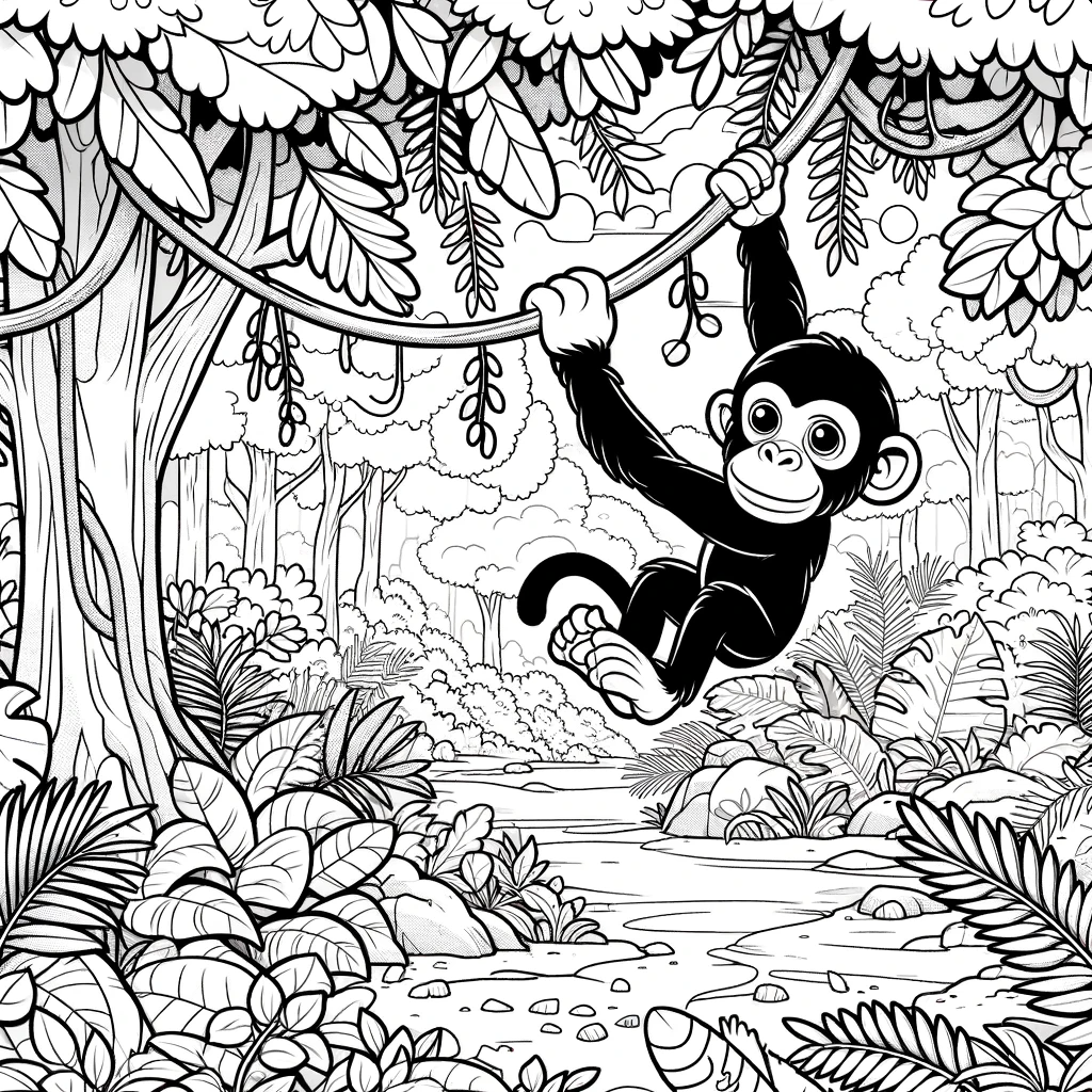 Chimp coloring scene