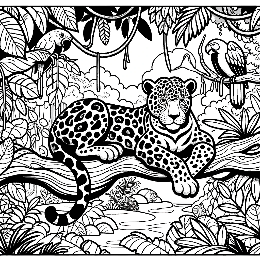 Jaguar in a tree Coloring Pages