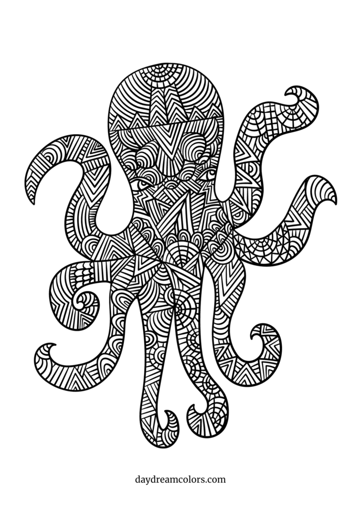 Octopus Mandala Coloring Page