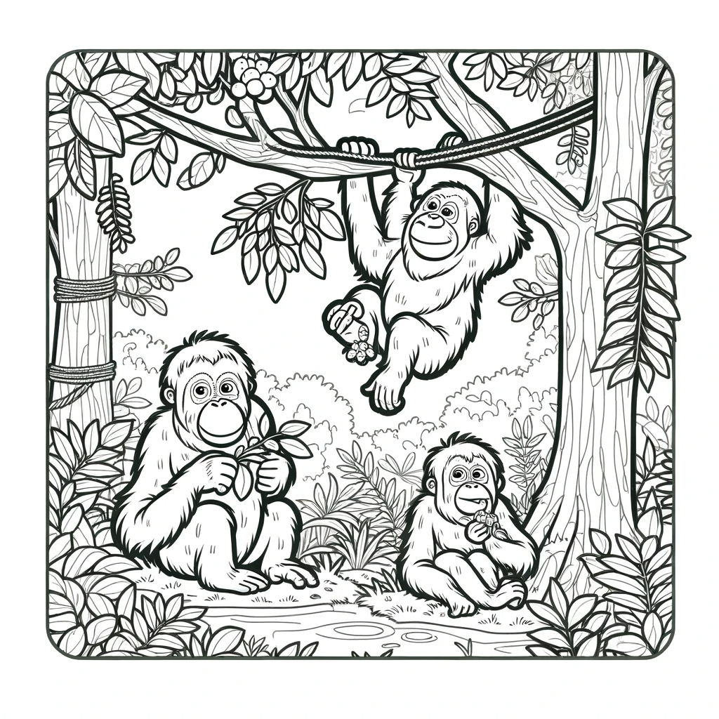 Orangutan childrens coloring
