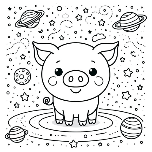 Space Pig Children&#8217;s Coloring Pages