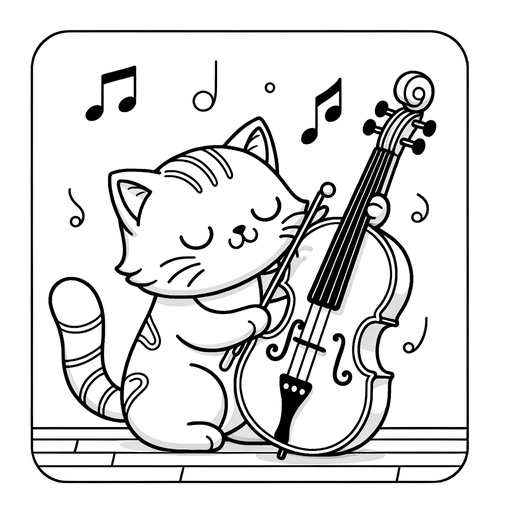 Musical Pet Cat Coloring Page