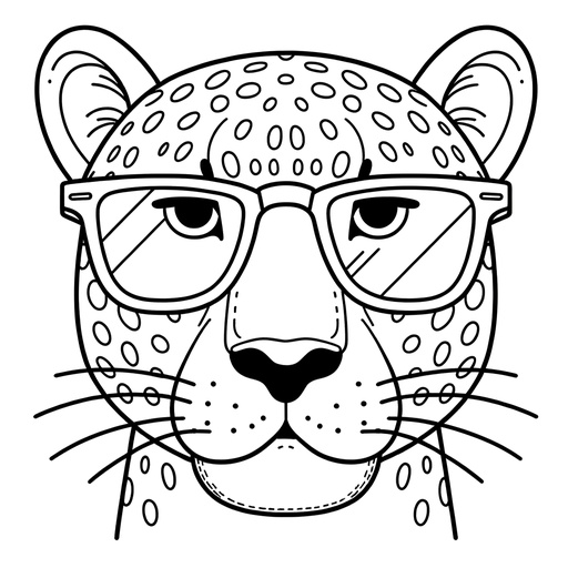 Simple Jaguar in Sunglasses Coloring Page