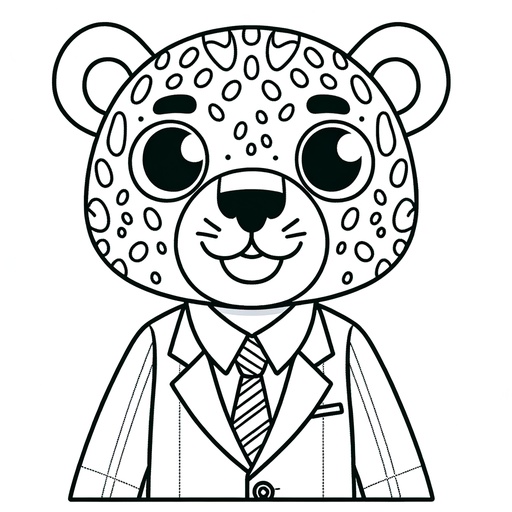 Simple Jaguar in a Suit Children&#8217;s Coloring Page