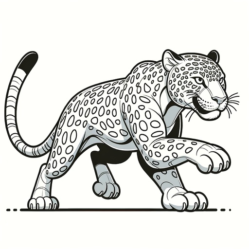 Action Jaguar Children&#8217;s Coloring Page