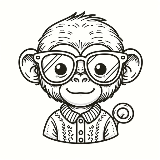 Chimpanzee in Sunglasses Children&#8217;s Coloring Page
