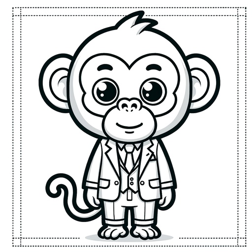 Chimpanzee in a Suit Children&#8217;s Coloring Page