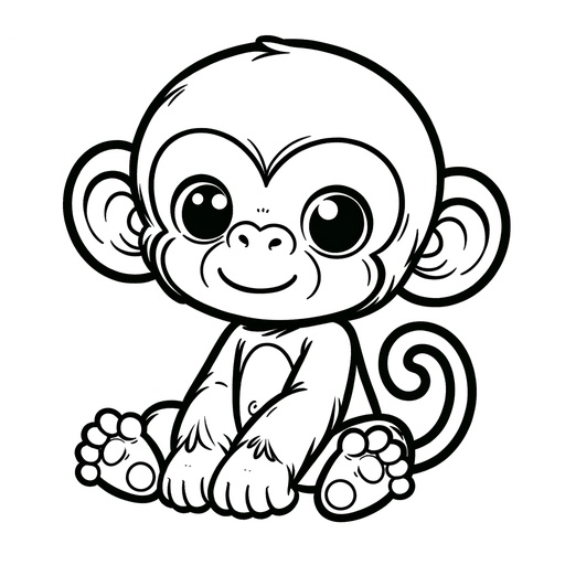Cute Chimpanzee Children&#8217;s Coloring Page