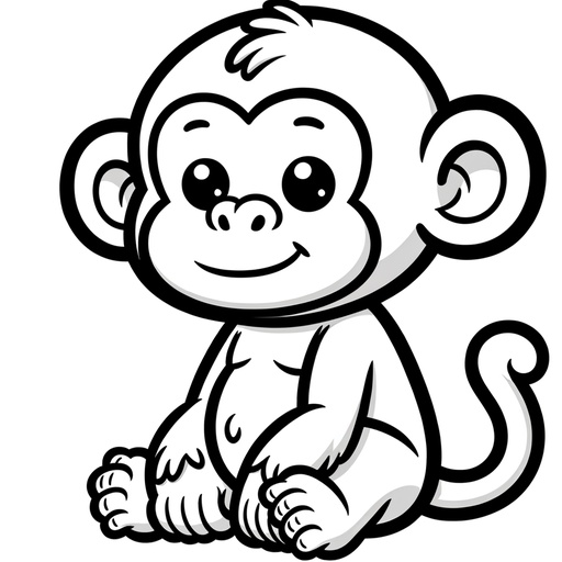 Cartoon Chimpanzee Children&#8217;s Coloring Page