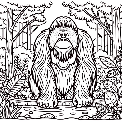 Orangutan in Nature Children&#8217;s Coloring Page