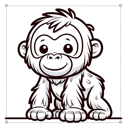 Cartoon Orangutan Children&#8217;s Coloring Page