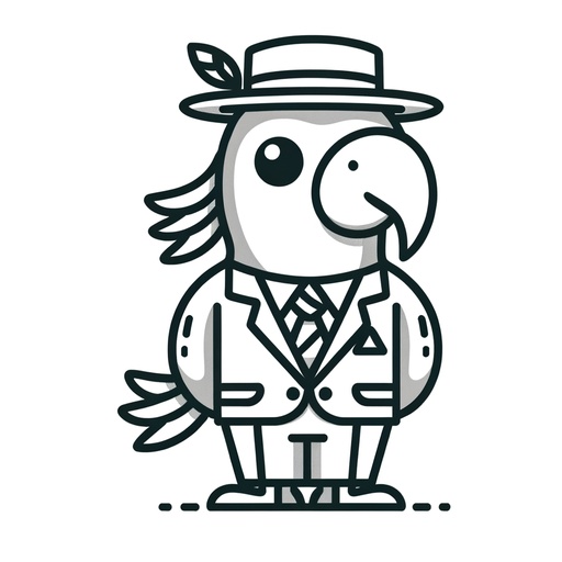 Parrot in a Suit Children&#8217;s Coloring Page