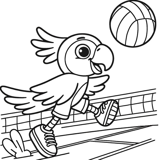 Sporty Parrot Children&#8217;s Coloring Page