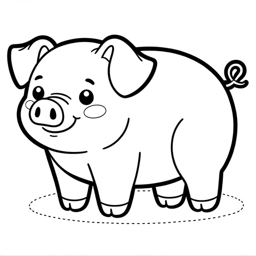 Simple Pig Children&#8217;s Coloring Page