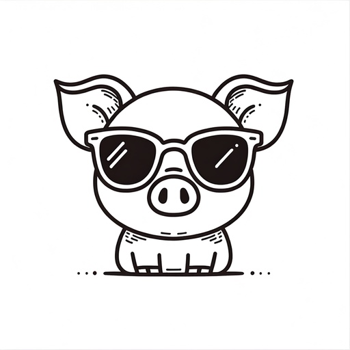 Pig in Sunglasses Children&#8217;s Coloring Page