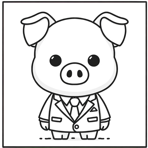 Pig in a Suit Children&#8217;s Coloring Pages