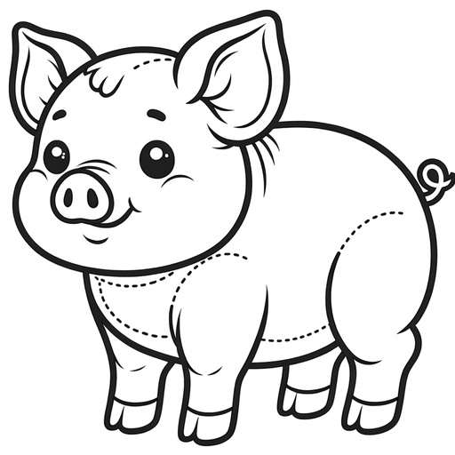 Cute Pig Coloring Page- 4 Free Printable Pages