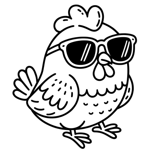 Chicken in Sunglasses Children&#8217;s Coloring Pages