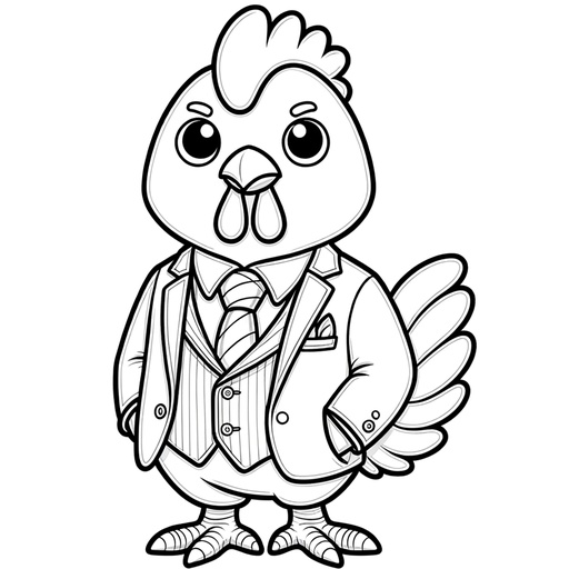 Chicken in a Suit Children&#8217;s Coloring Pages