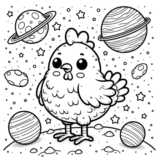 Space Chicken Children&#8217;s Coloring Pages