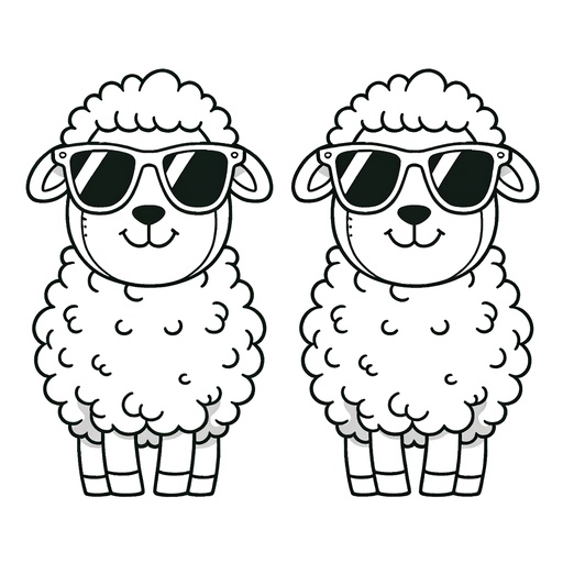 Sheep in Sunglasses Coloring Page