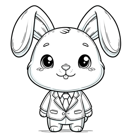 Rabbit in a Suit Coloring Page