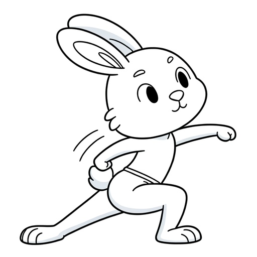 Action Rabbit Coloring Page