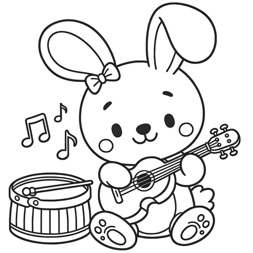 Musical Rabbit Coloring Page