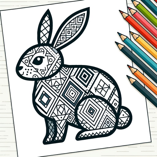 Geometric Rabbit Coloring Page