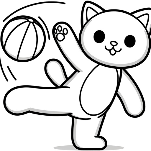 Sporty Pet Cat Coloring Page