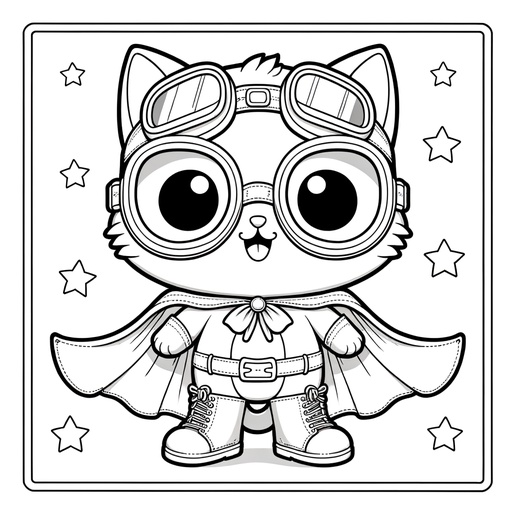 Superhero Pet Cat Coloring Page