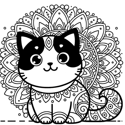 Mandala Pet Cat Coloring Page