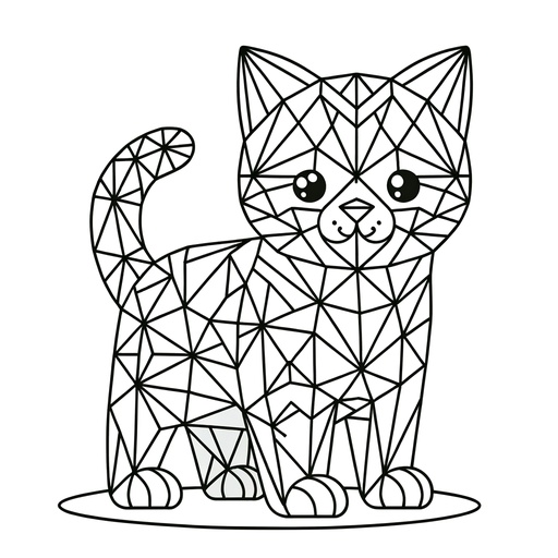 Geometric Pet Cat Coloring Page