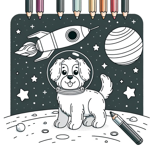 Space Pet Dog Coloring Page