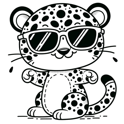 Simple Jaguar in Sunglasses Coloring Page