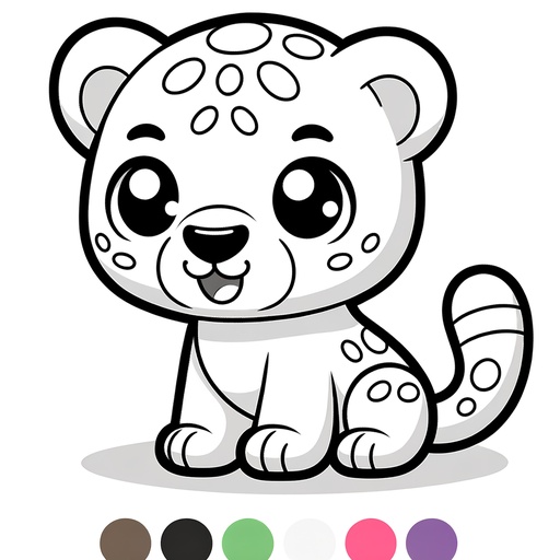 Simple Cute Jaguar Children&#8217;s Coloring Page