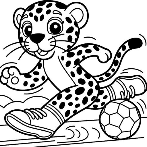 Sporty Jaguar Children&#8217;s Coloring Page