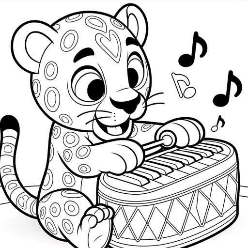 Musical Jaguar Children&#8217;s Coloring Page