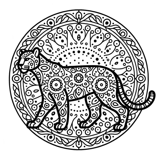 Mandala Jaguar Children&#8217;s Coloring Page