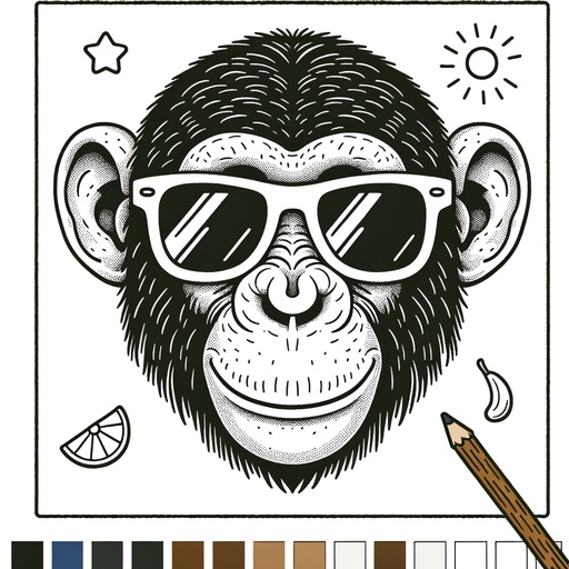 Chimpanzee in Sunglasses Children&#8217;s Coloring Page