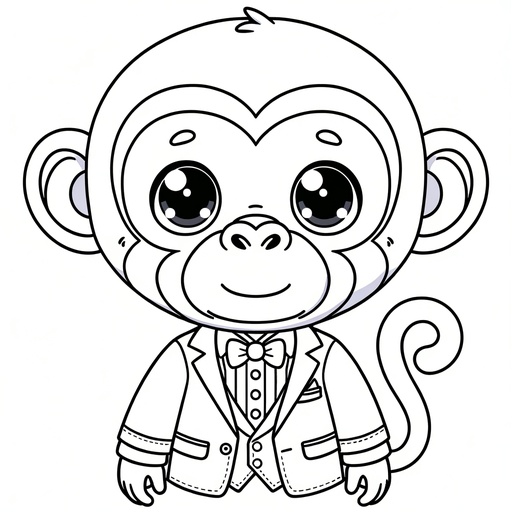 Chimpanzee in a Suit Children&#8217;s Coloring Page