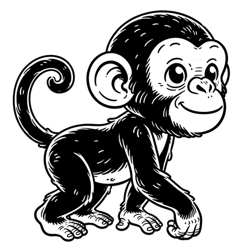 Cartoon Chimpanzee Children&#8217;s Coloring Page