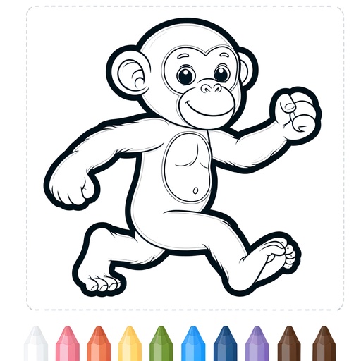 Action Chimpanzee Children&#8217;s Coloring Page