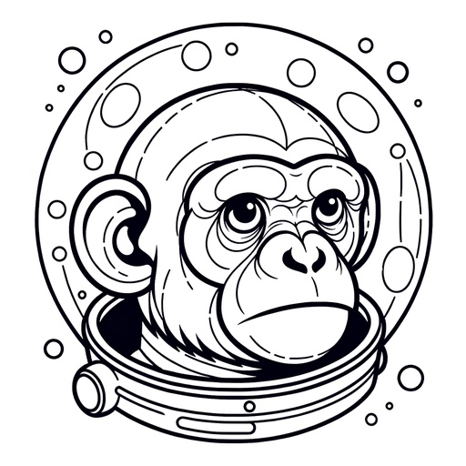 Space Chimpanzee Children&#8217;s Coloring Page
