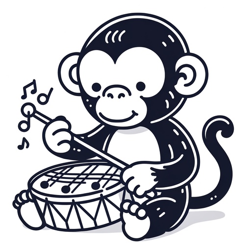 Musical Chimpanzee Children&#8217;s Coloring Page