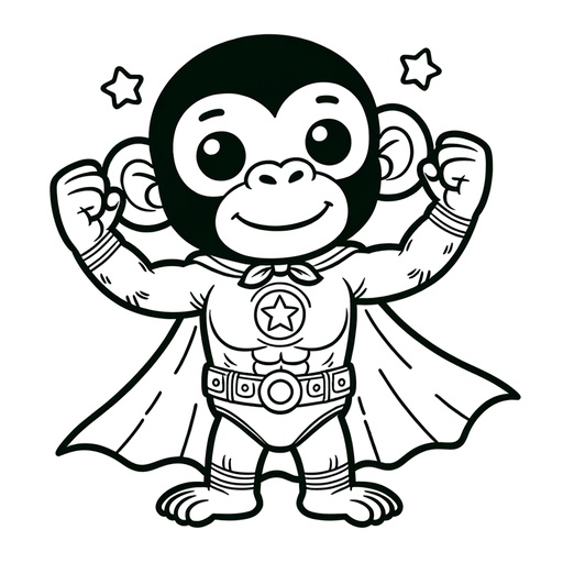Superhero Chimpanzee Children&#8217;s Coloring Page
