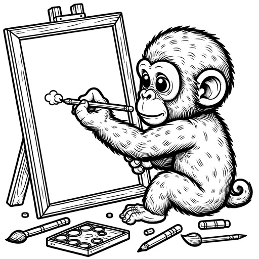 Professional Chimpanzee Children&#8217;s Coloring Page