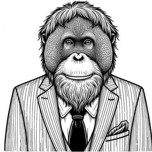 Orangutan in a Suit Children&#8217;s Coloring Page