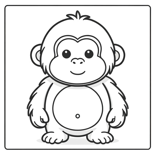 Cute Orangutan Children&#8217;s Coloring Page
