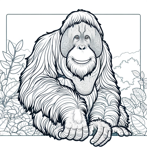 Orangutan in Nature Children&#8217;s Coloring Page